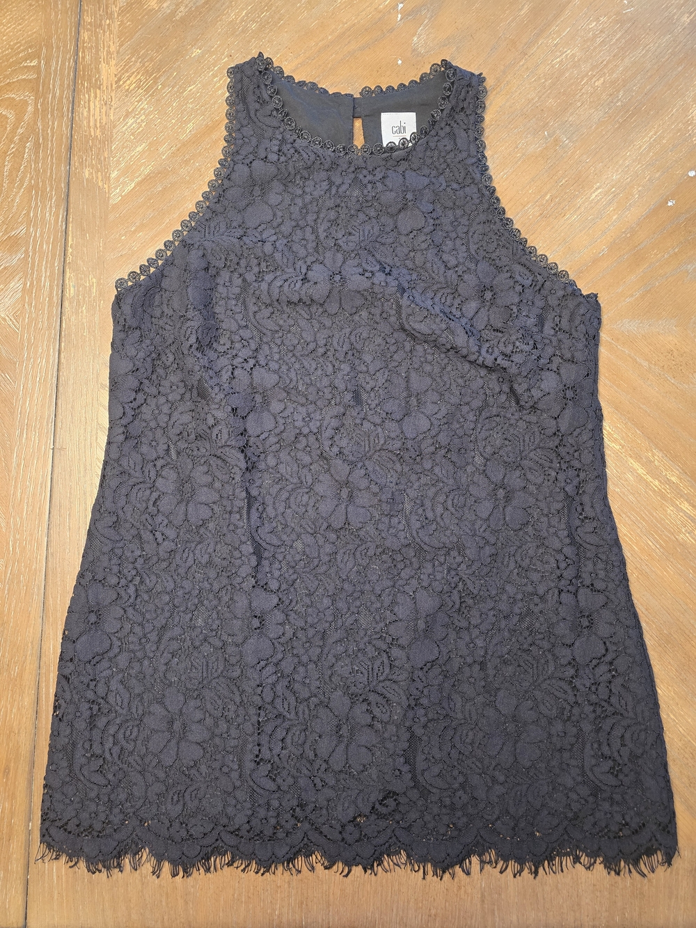 Cabi Black Floral Lace Sleeveless Top